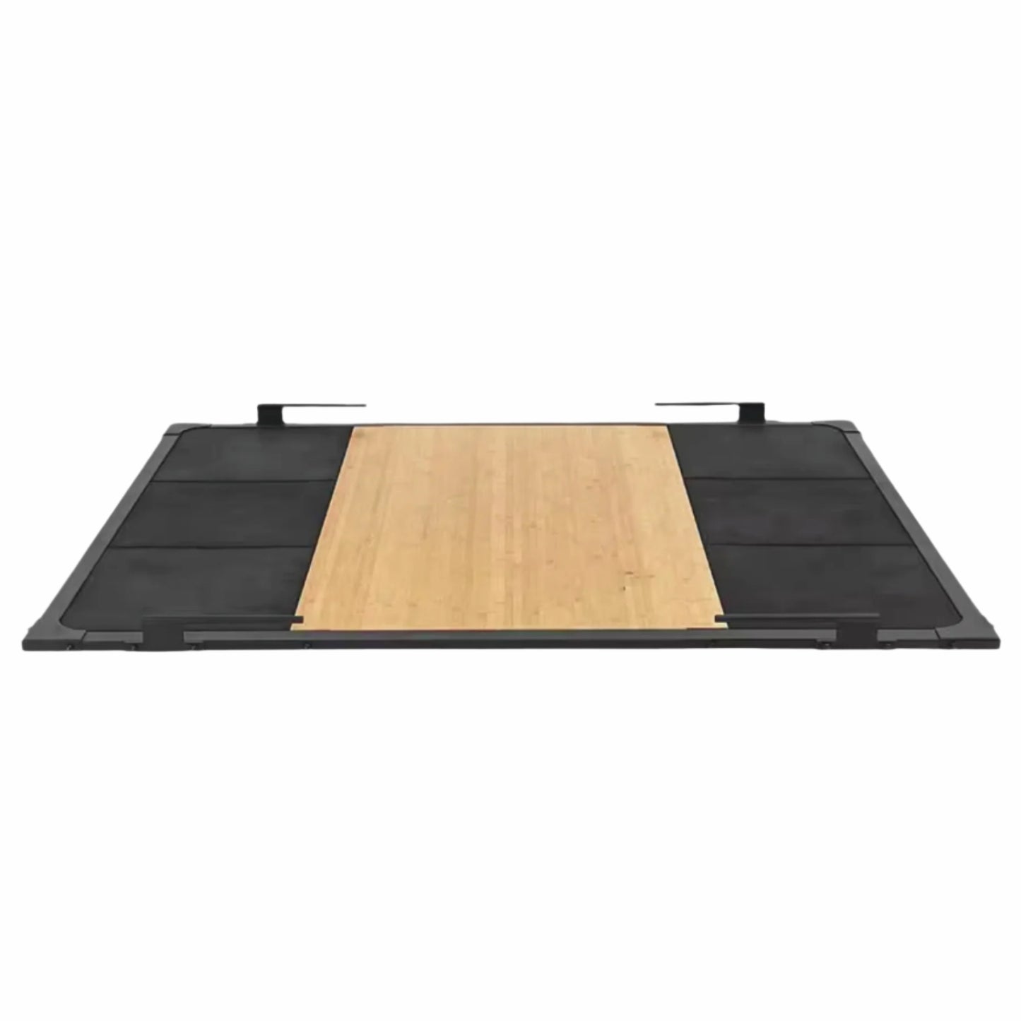 Dead lift platform with wooden surface and black sides