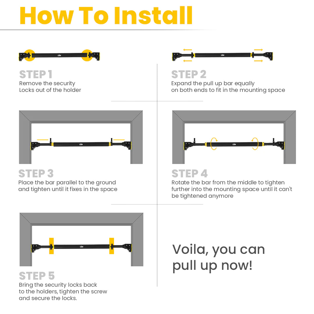 Pull Up Bar Pro - Small | 73 cms - 95 cms | New and Improved